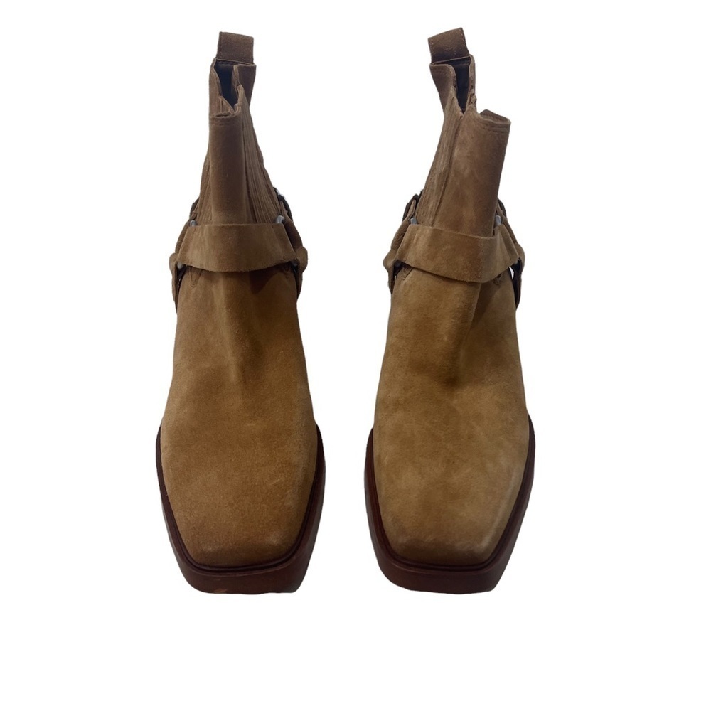 Sam Edelman Bellamie Bootie Camel Suede Size 8 Ankle Bootie Chunky Heel Strap - Picture 4 of 12